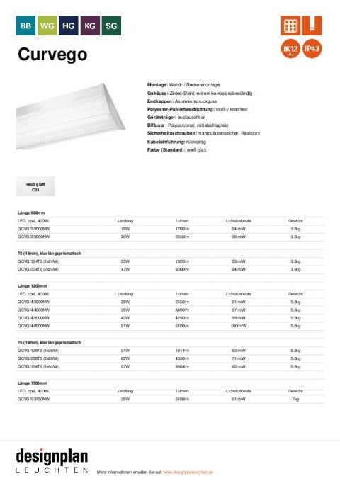 Datenblatt Curvego
