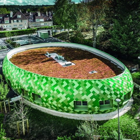 Grünes Oval als Gesundheitszentrum