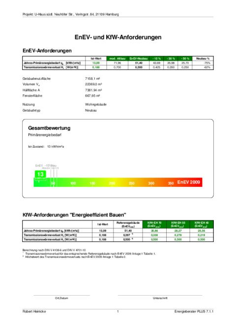Gerber Architekten, EnEV- und KfW-Anforderungen