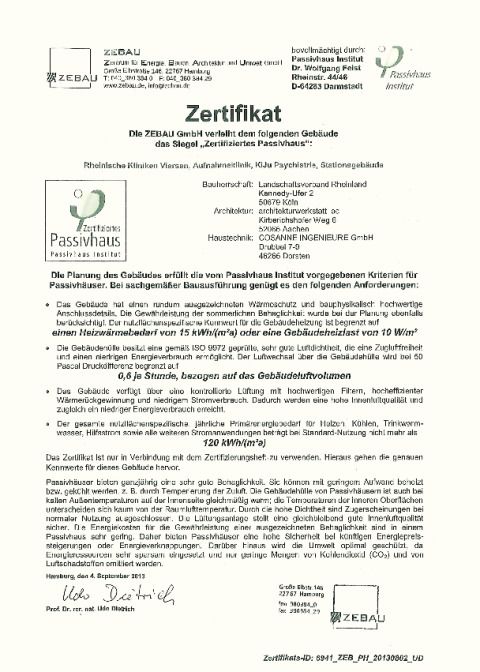 Passivhaus-Zertifikat