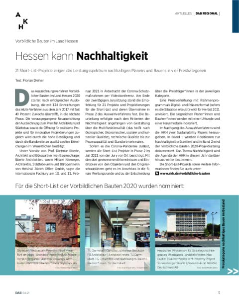 Vorbildliche Bauten in Hessen - Shortlist
