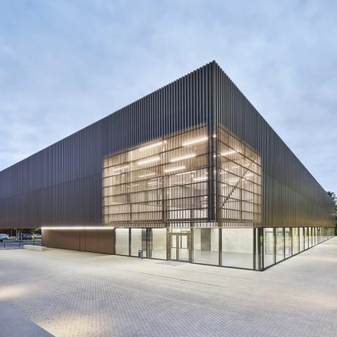 Sport und Tanz zwischen Bäumen: Neubau Sporthalle in den Breitwiesen, Gerlingen