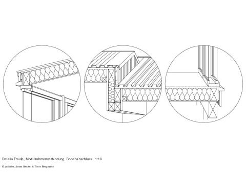 Details  Traufe, Modulrahmenverbinung, Bodenanschluss  1:10
