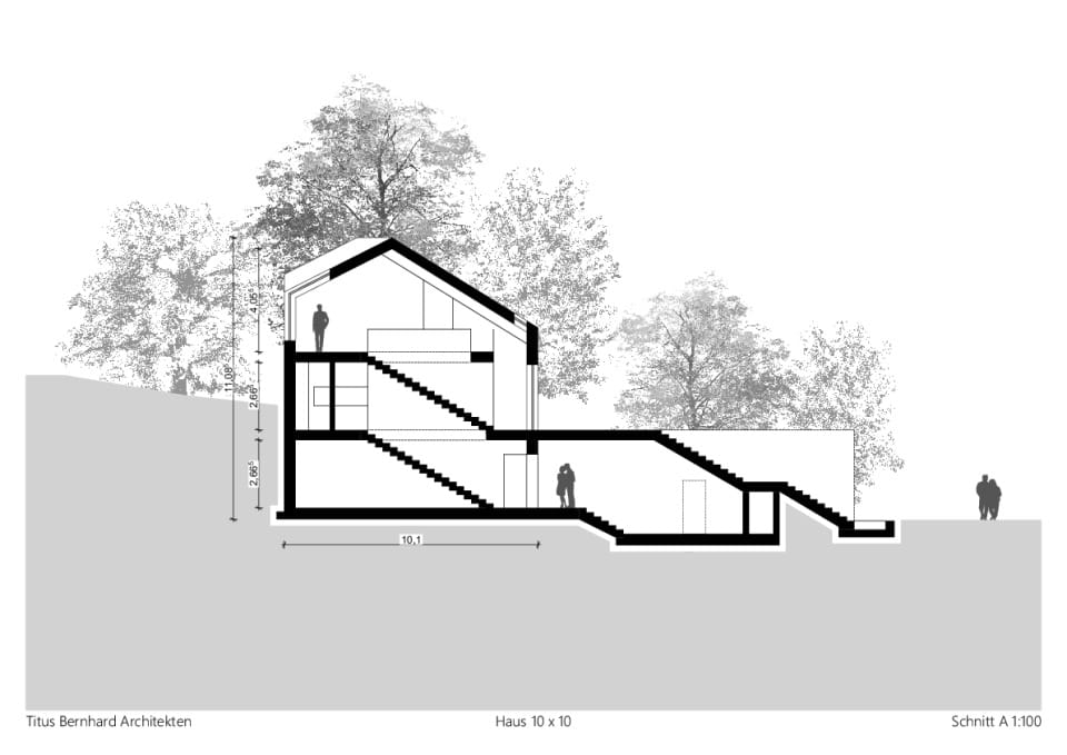 Haus 10 x 10 - Längsschnitt