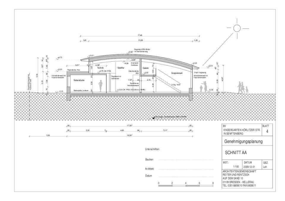 Schnitt  M 1:100, Reiter + Rentzsch Architekten, Dresden