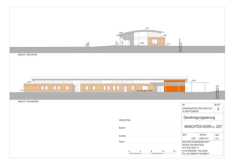 Ansichten Nord und Ost  M1:100, Reiter + Rentzsch Architekten, Dresden
