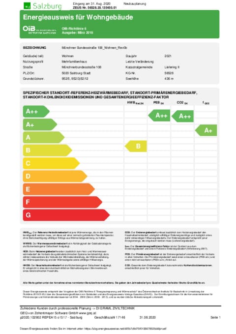 Energieausweis Wohnteil
