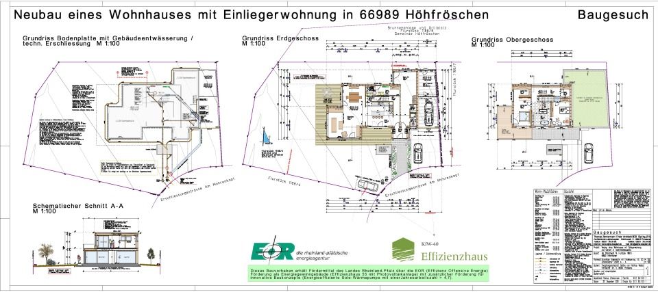 Grundriss Bodenplatte (technische Erschliessung) M 1:100
Grundriss EG M 1:100
Grundriss OG M 1:100
