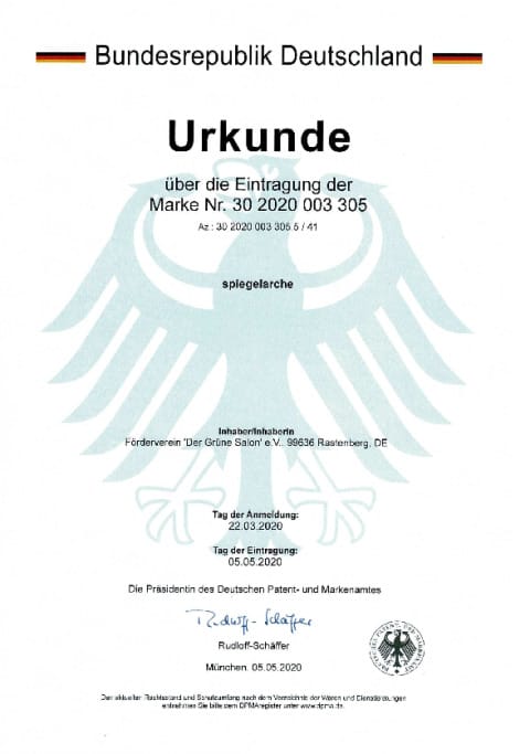 Eintragungsurkunde Wortmarke