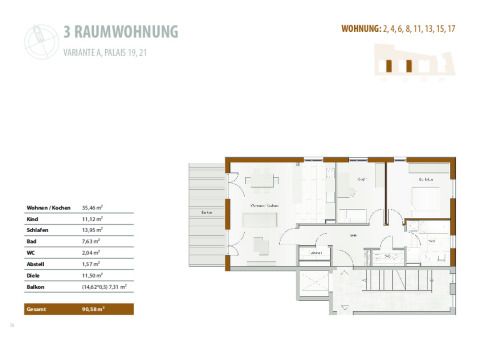 Grundriss 3-Raum Wohnung