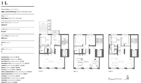 Grundriss 1L Split-Level Wohnung