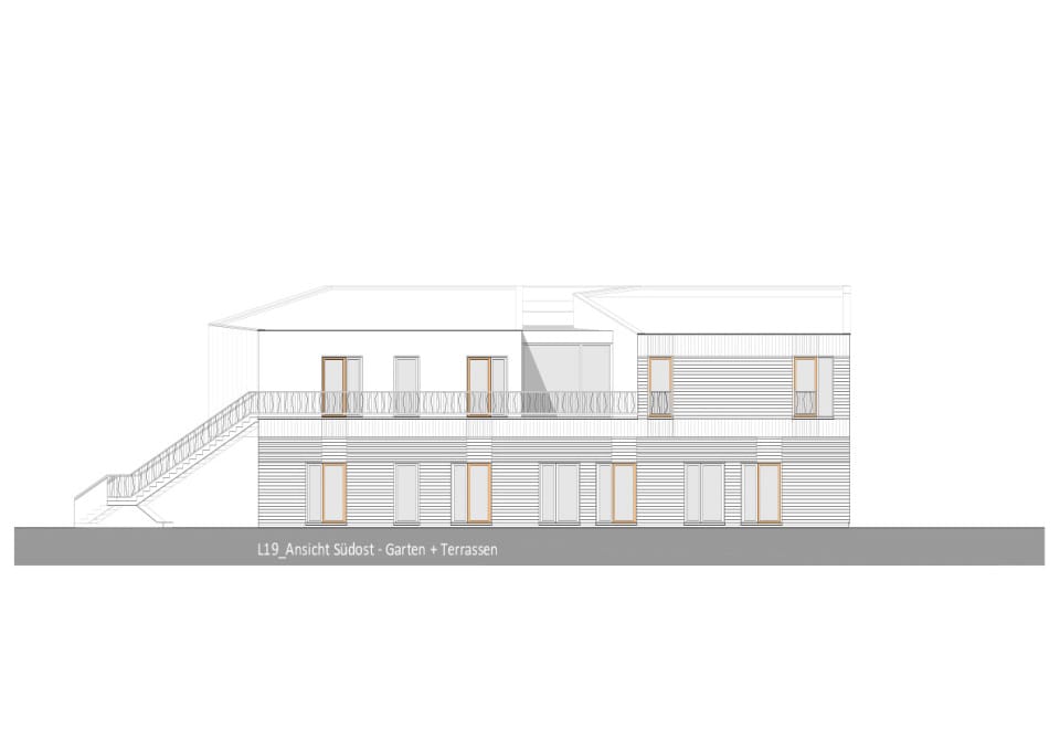 L19_Ansicht Südost - Garten + Terrassen