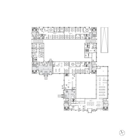 Grundriss EG mit neuer Erschließung und Durchwegung