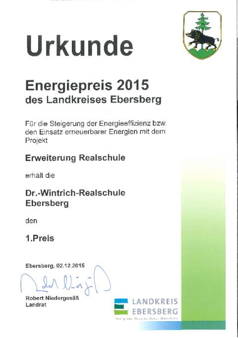 Urkunde Energiepreis