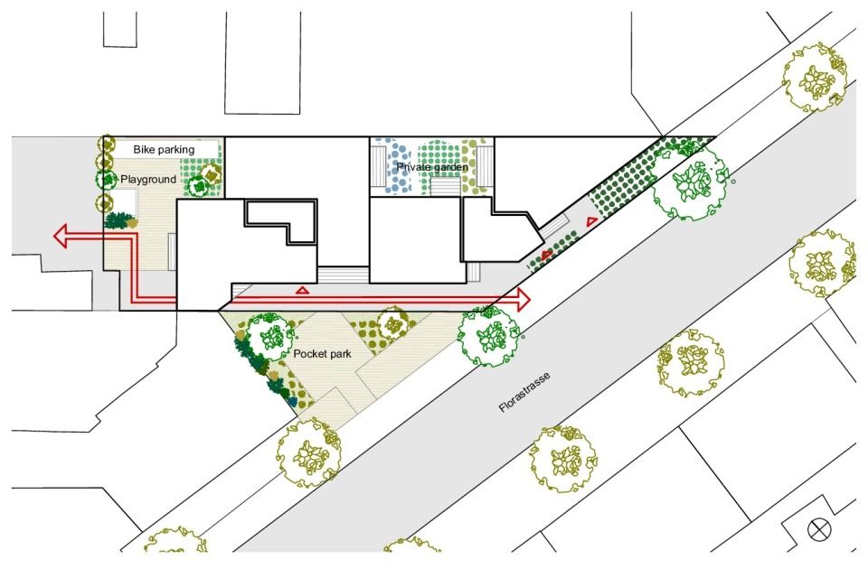 Lageplan Freiraum, gemeinschaftlicher Hof