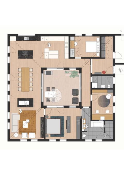 Grundriss Einfamilienhaus mit Innenhof