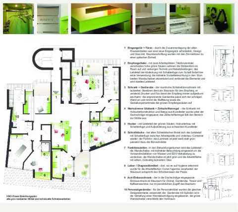 Grundriss mit Beschreibung der Ausbauelemente