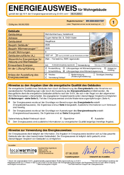 Holzbaustein – Energieausweis