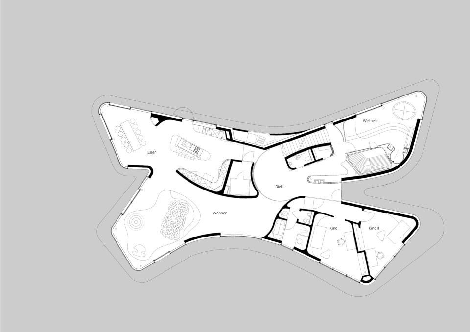 Haus am Berg . Erdgeschoss M 1:50