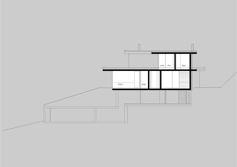 Haus am Berg . Querschnitt 1-1 . M 1:50
