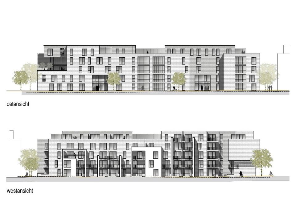 Haus 8a und 8b Ansicht Ost (Innenhof) und West (Strassenansicht)