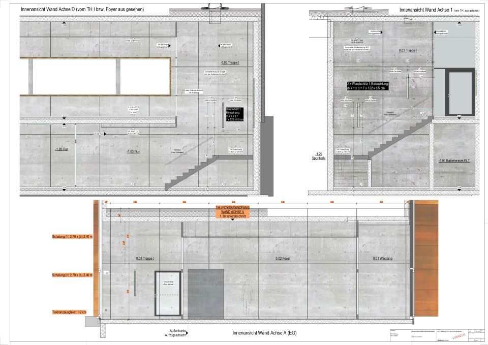 Sichtbeton Foyer + Treppenhaus