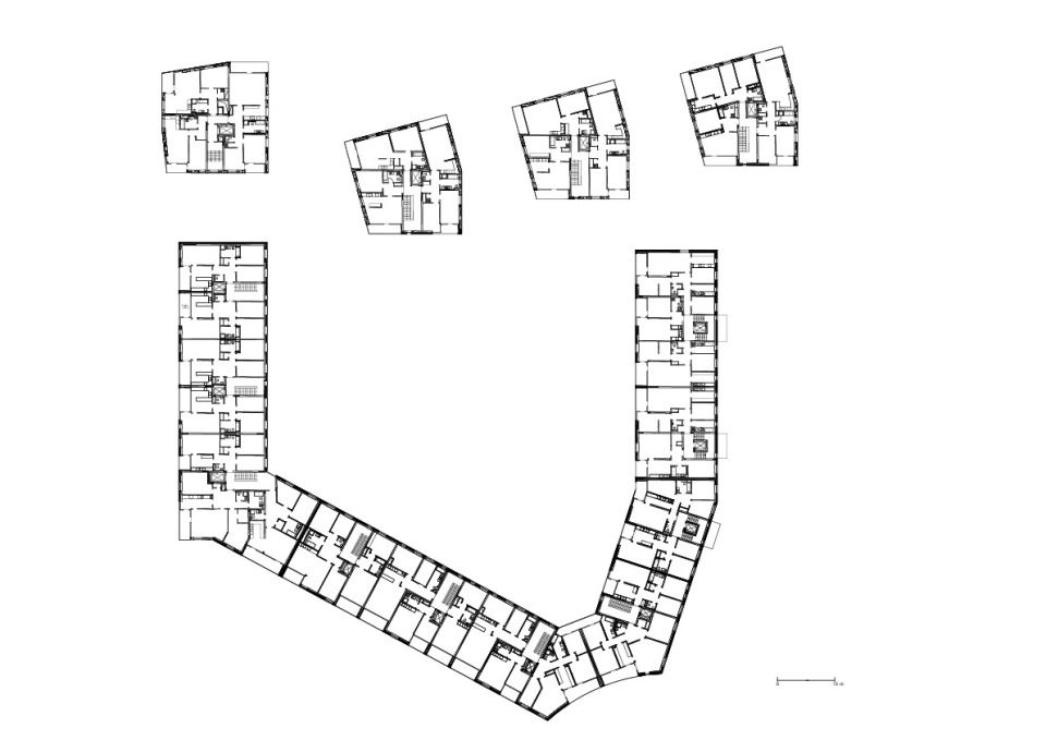Grundriss 2.OG, Wohnen auf der Holzhalbinsel, Rostsock, TCHOBAN VOSS Architekten