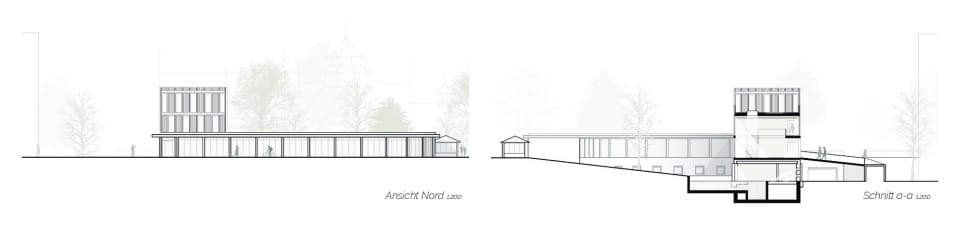 Ansicht Nord + Querschnitt