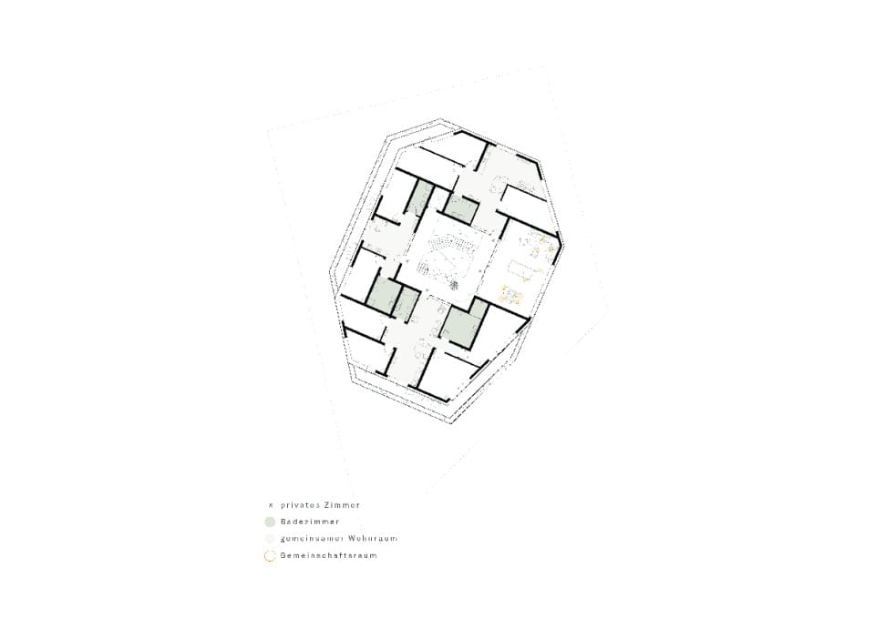 1. Regelgeschoss - Grundriss (1.OG, 4.OG, 7.OG)