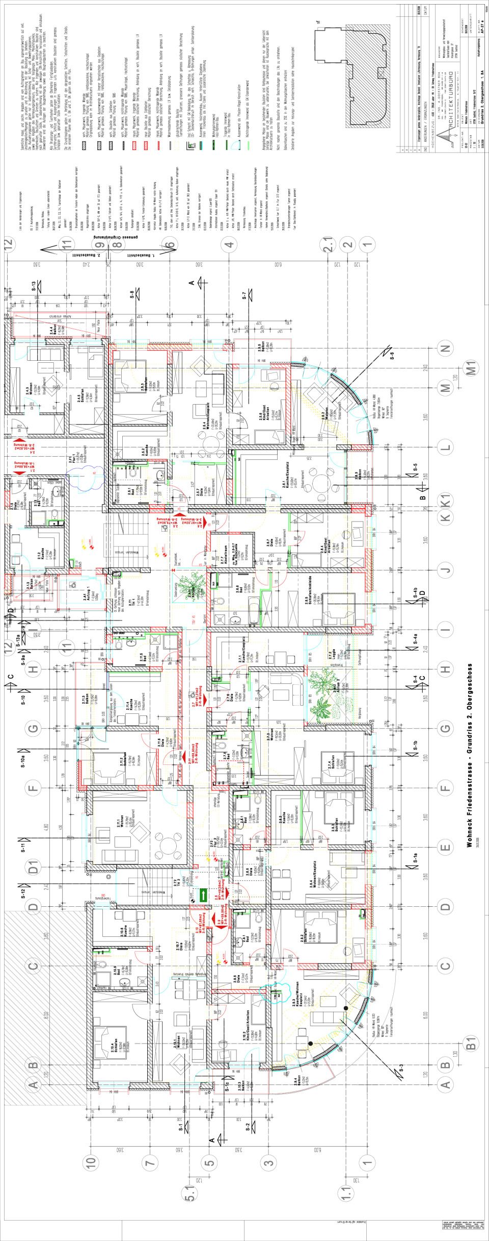 Grundriss 2. Obergeschoss, 1. Bauabschnitt