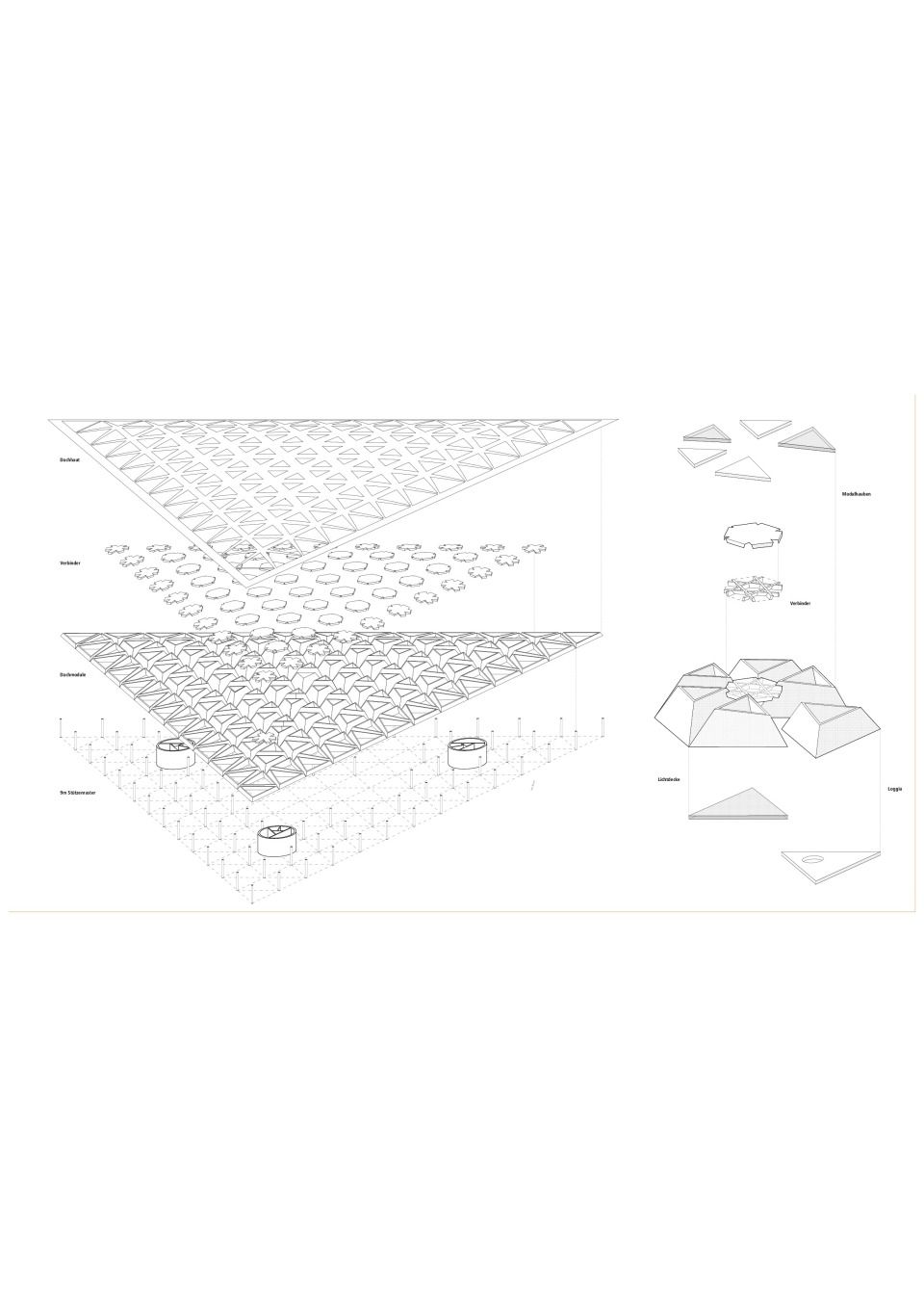 Axonometrie Dachkonstruktion
