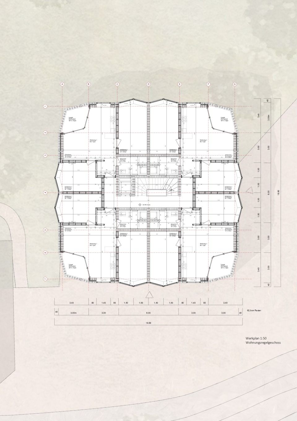 Werkplan Wohnungsgrundriss 1/50