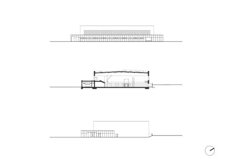 Ansichten_Schnitt Sporthalle M 1:500