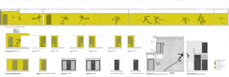 Wandabwicklung_Farbkonzept Sporthalle