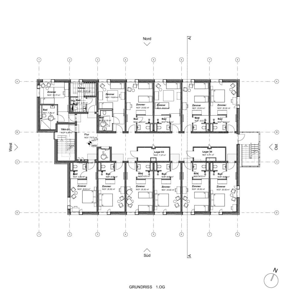 Grundriss 1.OG | Zimmer & Sauna