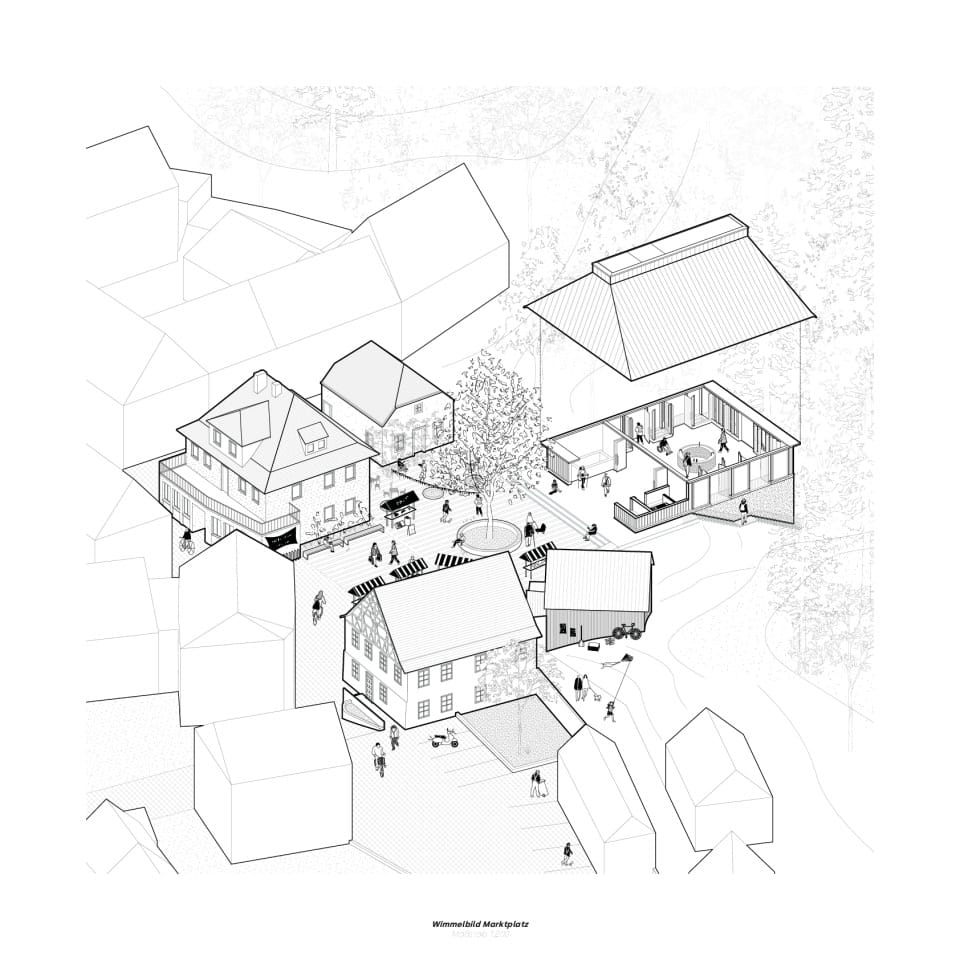 Wimmelbild Dorfmitte