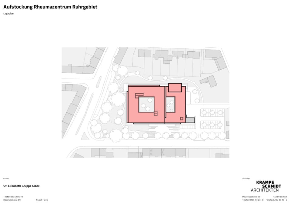 Aufstockung Rheumazentrum Ruhrgebiet - Lageplan