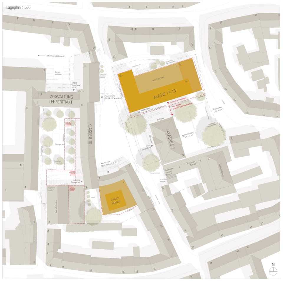 Lageplan der Neubauten im Innerstädtischen Umfeld