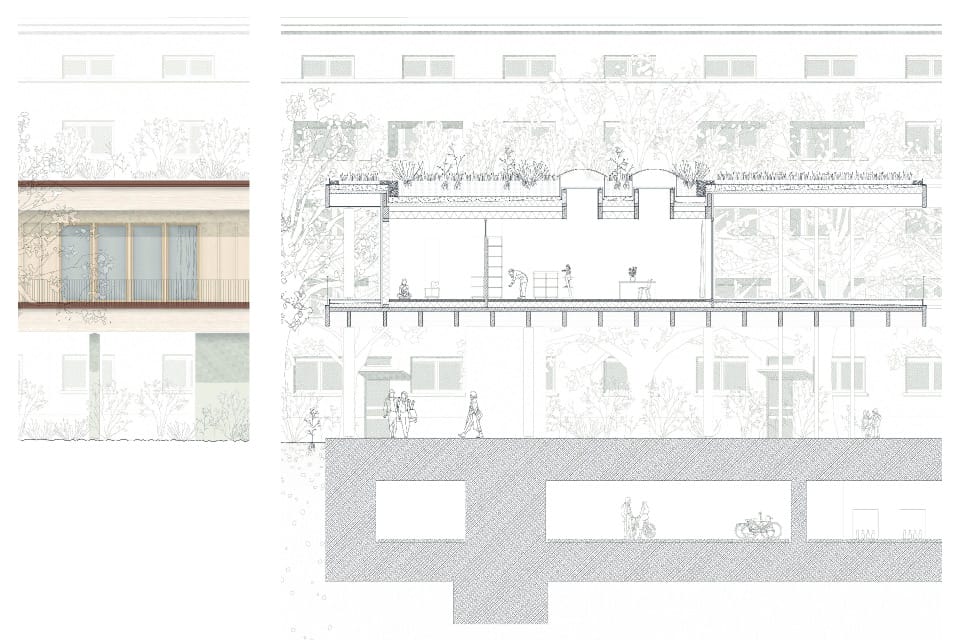 Konstruktionsschnitt & Fassade