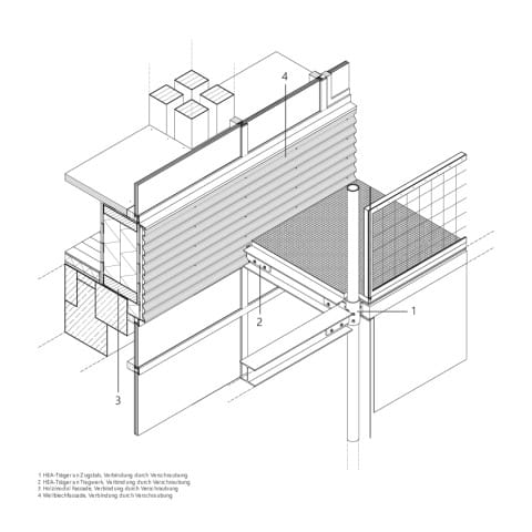 Axonometrie Tragwerk - Balkon