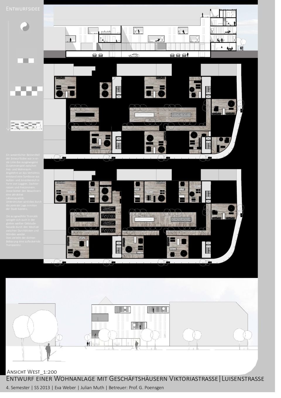 Grundriss 1.OG und 2.OG, Ansicht West