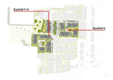 Lageplan Baufeld H, F und K