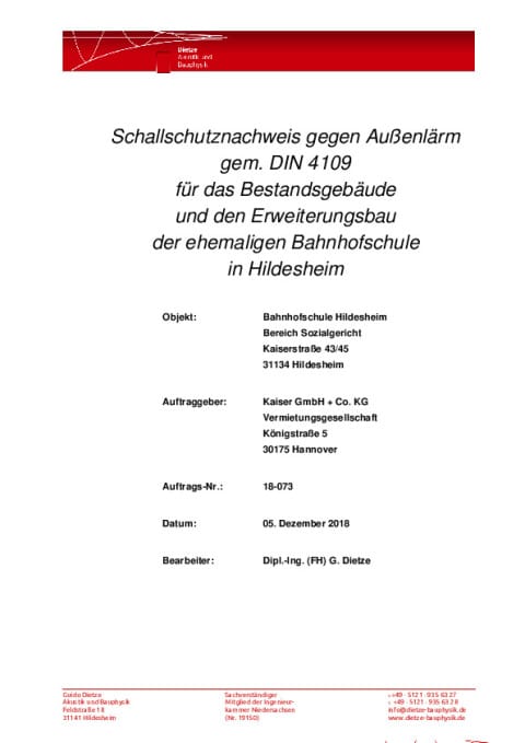 Schallschutznachweis gegen Außenlärm