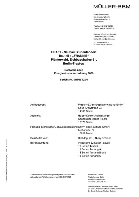 Nachweis nach Energiesparverordnung 2009