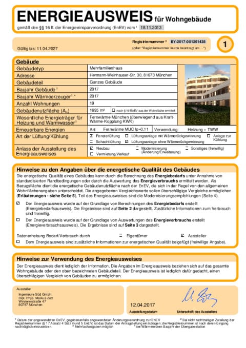 Energieausweis Baumkirchen Mitte WA2 Gebäudeteil 2
