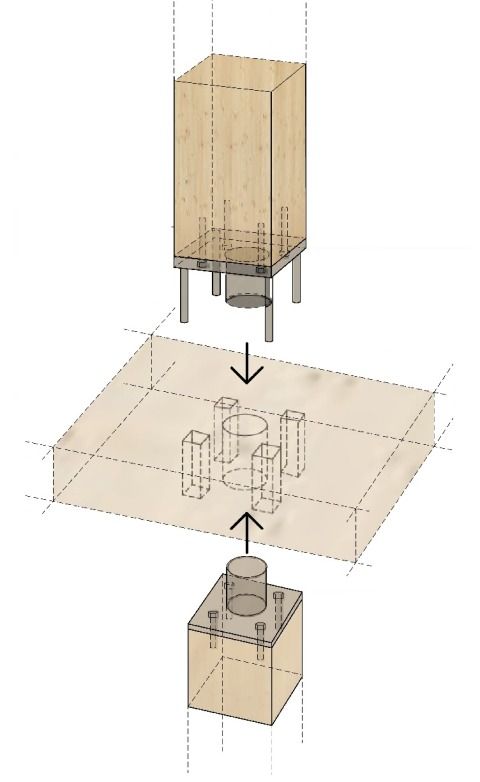Detailanschluss Holzstütze - Brettschichtholzdecke