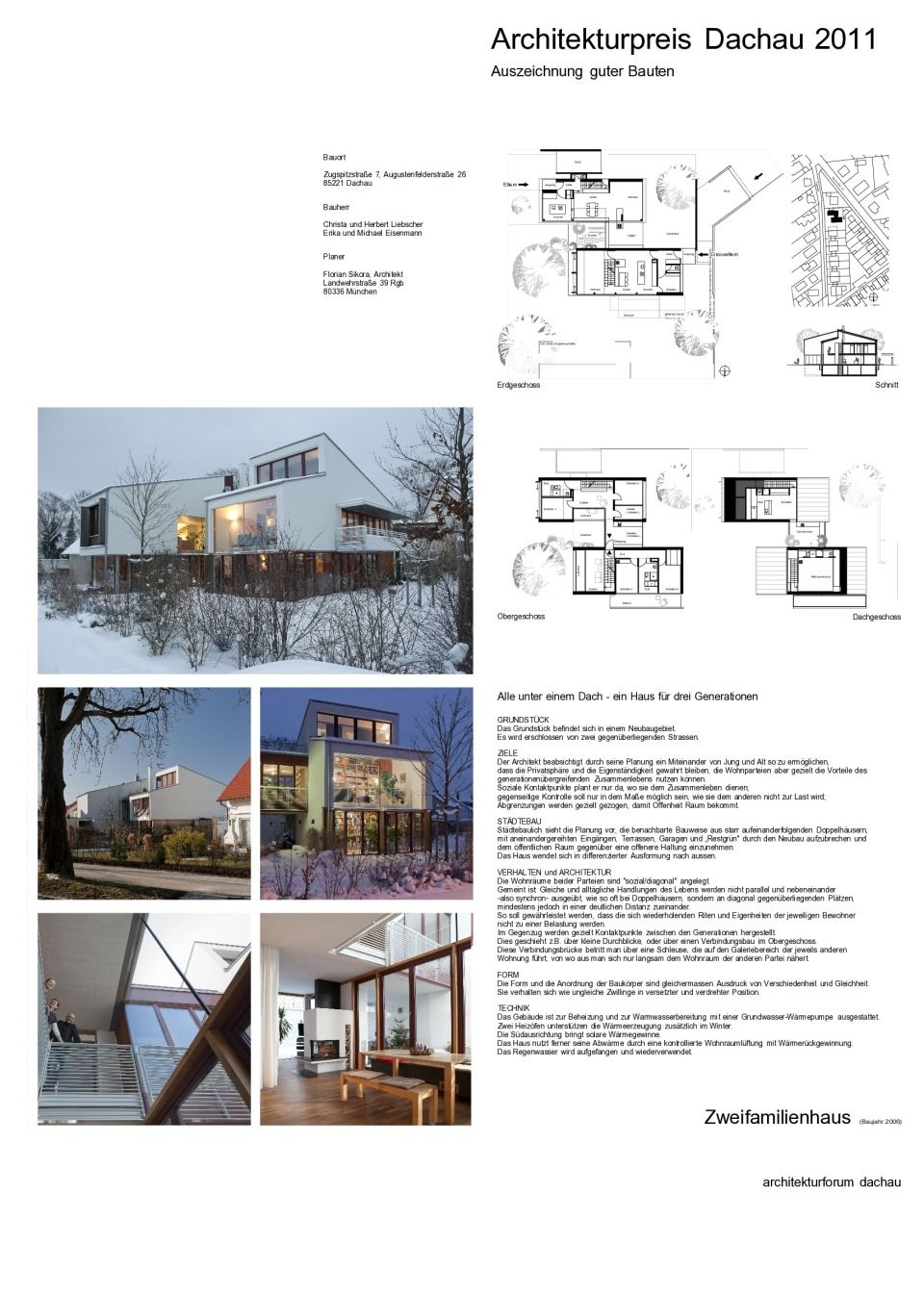Wohnhaus Liebscher&Eisenmann - Datenblatt