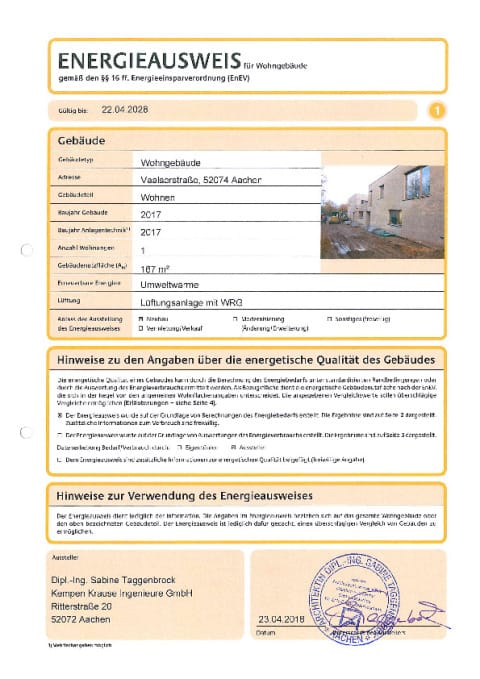 Energieausweis Wohngebäude