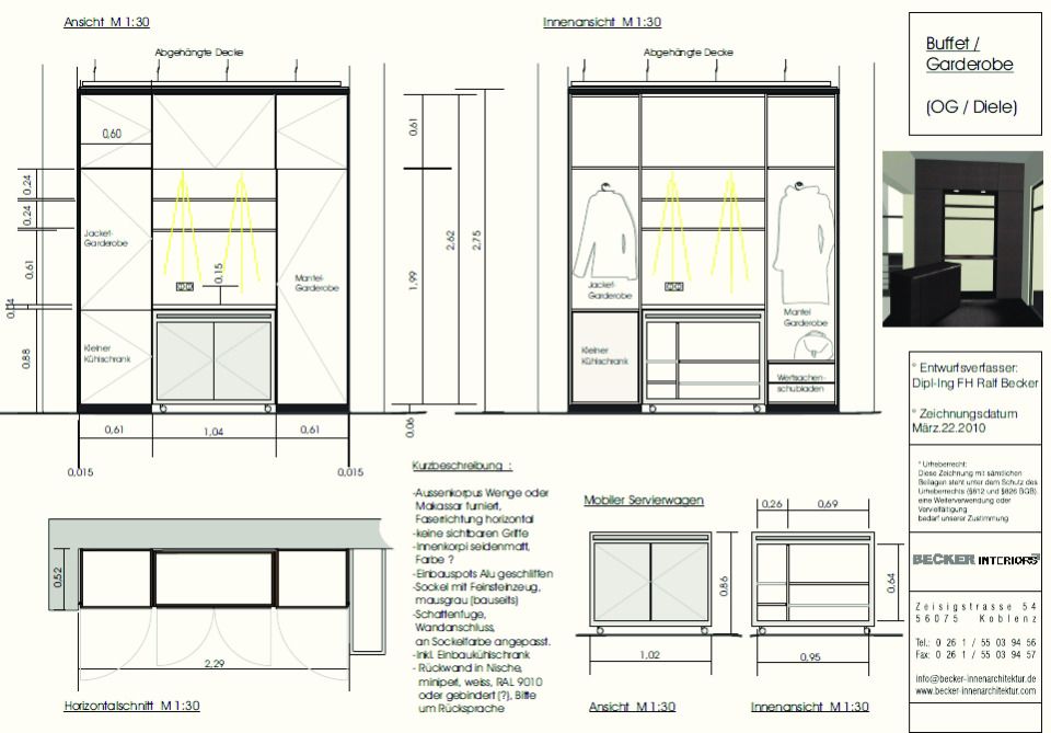 Einbaupläne Buffet - Garderobe