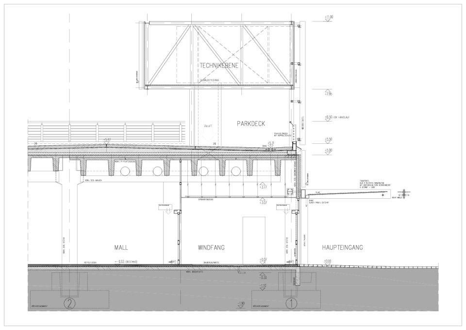 Detailschnitt Nordfassade